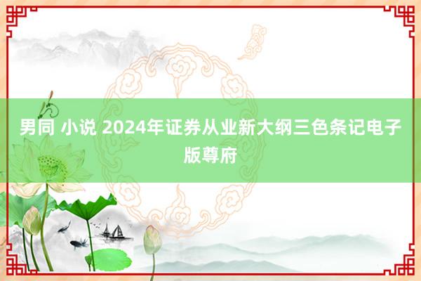 男同 小说 2024年证券从业新大纲三色条记电子版尊府