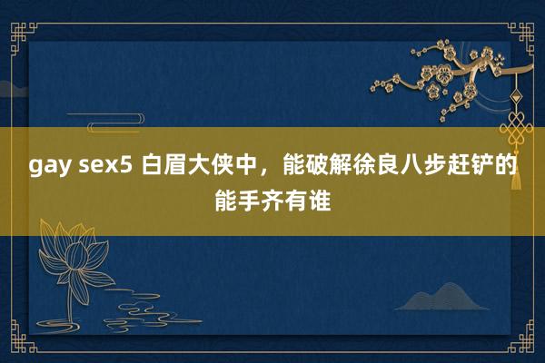 gay sex5 白眉大侠中，能破解徐良八步赶铲的能手齐有谁